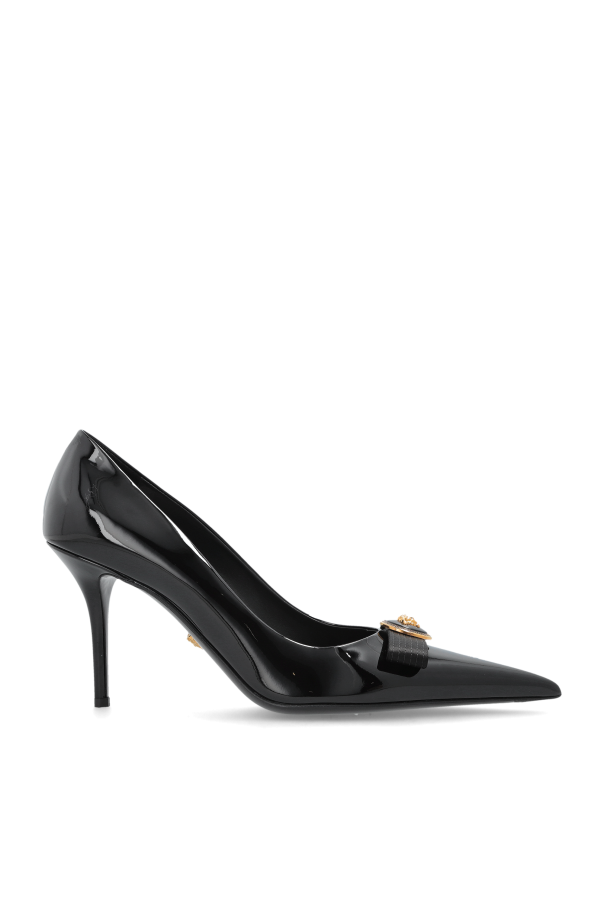 Versace - Women - Leather heeled shoes with a Medusa head - Black 213790₽