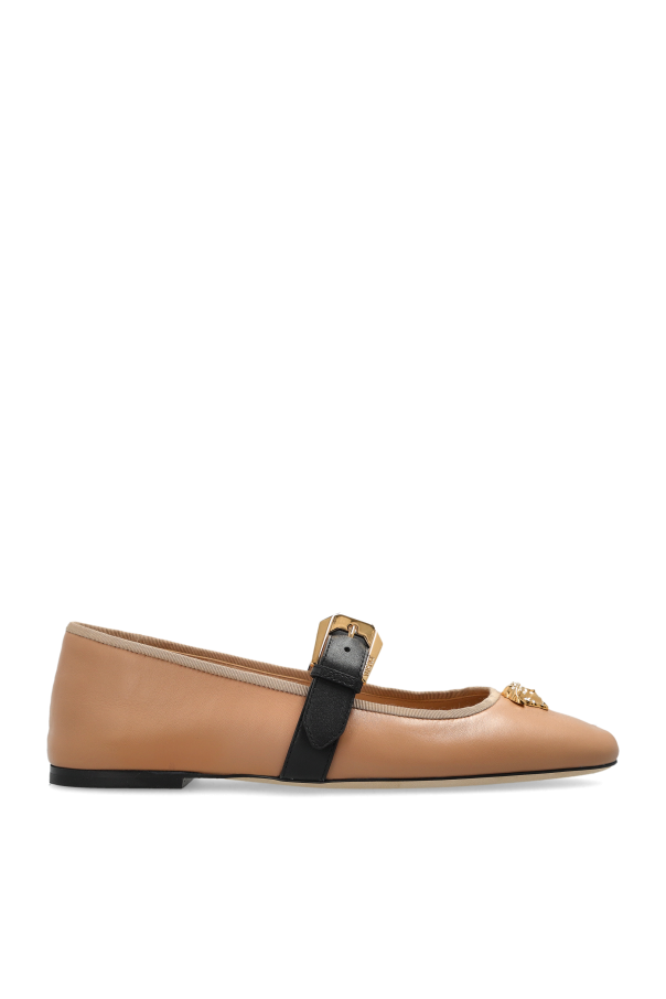 Versace - Women - Leather ballet flats with Medusa head - Beige 198590₽