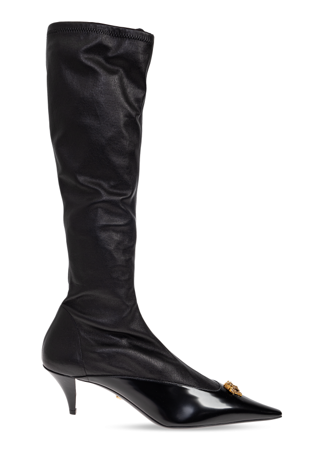Versace - Women - Leather heeled boots - Black 368590₽
