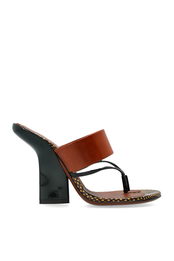 Dries Van Noten - Women - Leather heeled mules - Brown 217290₽