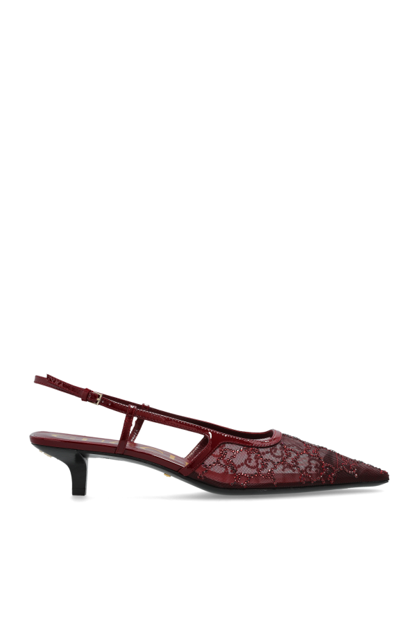 Gucci - Women - Heeled shoes with shimmering crystals - Burgundy