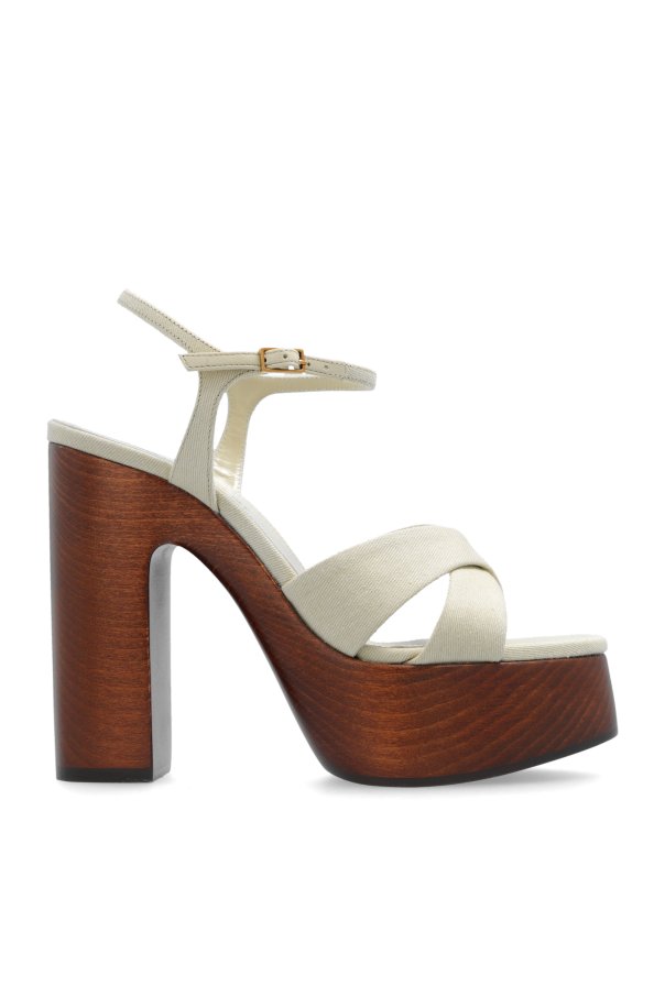 Saint Laurent - Women - Bianca platform sandals - Cream 254390₽