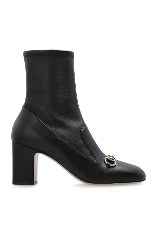 Gucci - Women - Leather heeled ankle boots - Black 303590₽