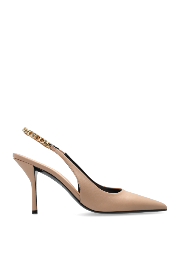 Gucci - Women - Leather heeled shoes 'SIGNORIA' - Beige