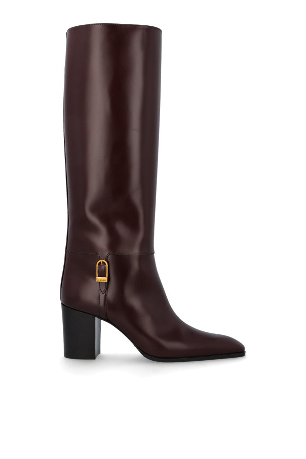 Saint Laurent - Women - Leather heeled boots Julia - Burgundy 489090₽
