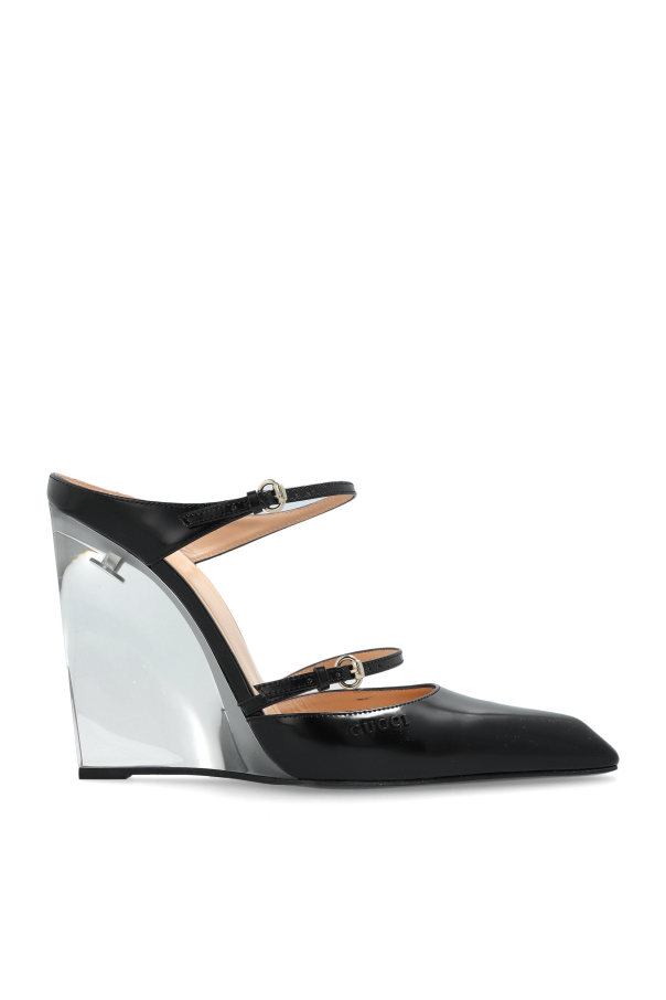 Gucci - Women - Transparent platform wedge flip-flops - Black 328990₽
