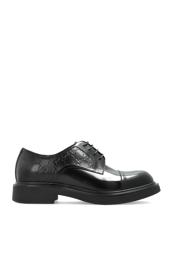 Gucci - Men - Leather shoes with GG pattern - Black 242690₽