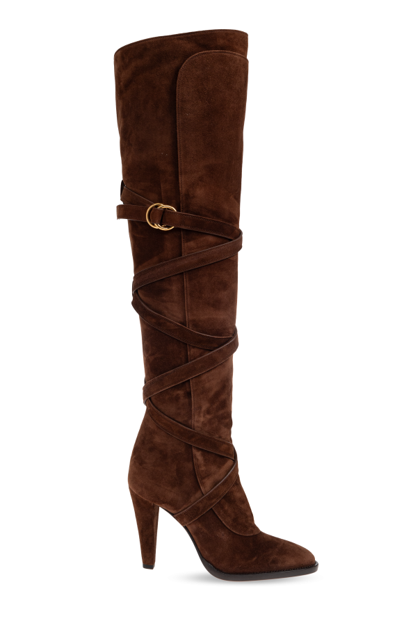Saint Laurent - Women - Janis leather heeled boots - Brown 839090₽