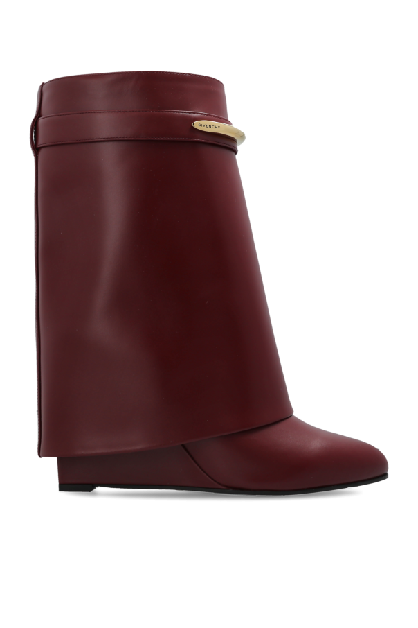 Givenchy - Women - Leather wedge ankle boots - Burgundy 443190₽