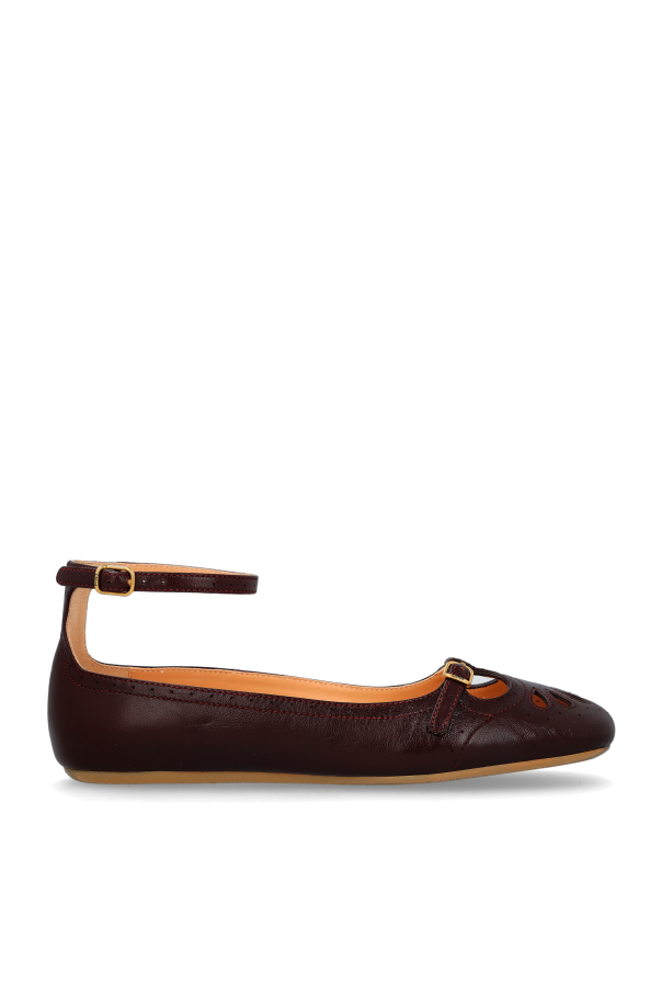 Chloé - Women - Leather ballet flats  Misty  - Burgundy