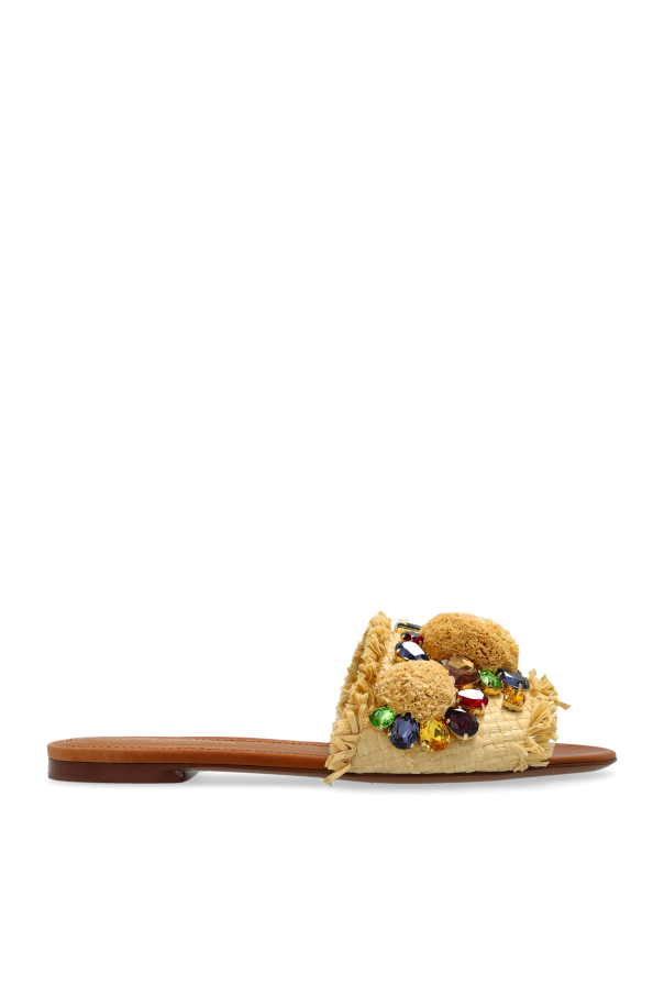 Dolce - Gabbana - Women - Flip-flops with shimmering embellishments - Beige 240990₽