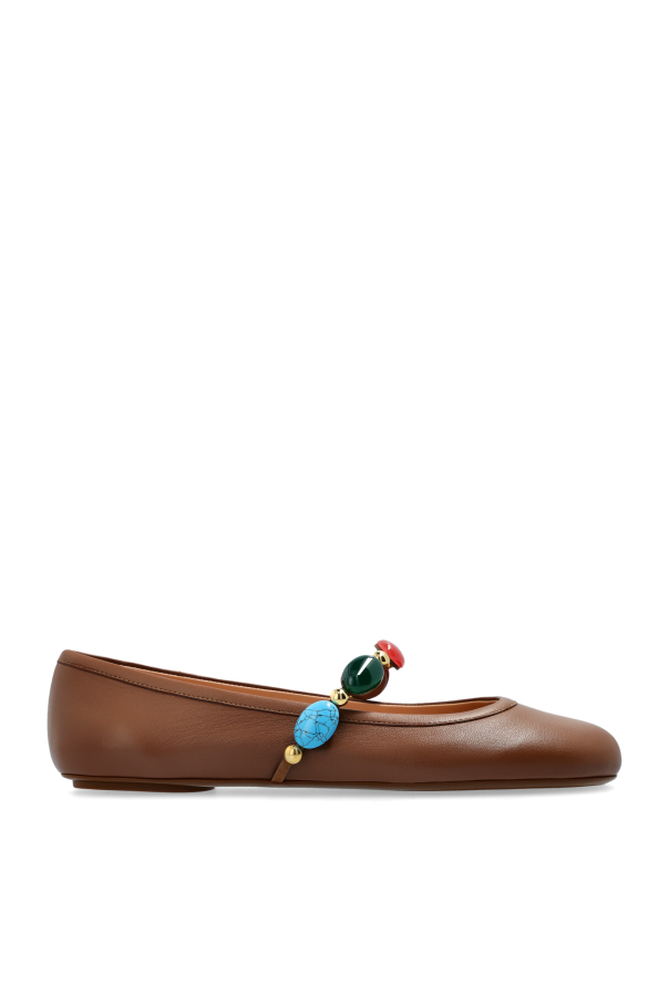 Gianvito Rossi - Women - Leather ballet flats Shanti Mary Jane - Brown 212190₽