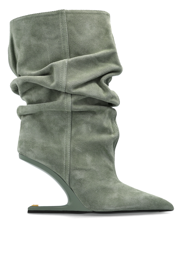 Balmain - Women - Suede wedge ankle boots - Green 339090₽