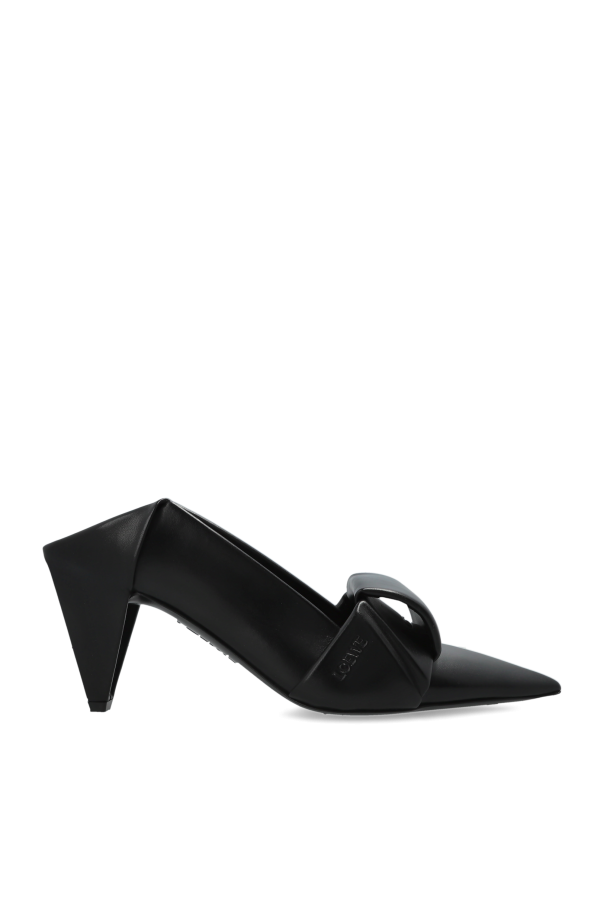 Loewe - Women - Leather heeled mules Origami - Black 330490₽