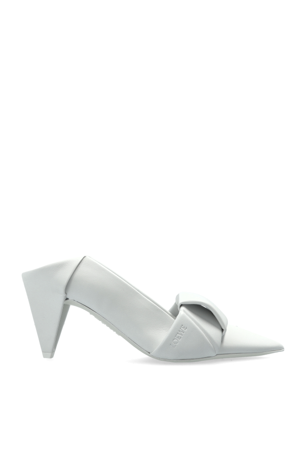 Loewe - Women - Leather heeled mules Origami - White 330490₽