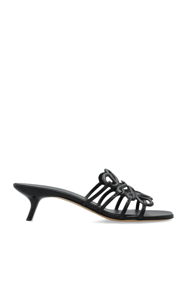 Loewe - Women - Leather heeled mules Petal Anagram - Black 218890₽