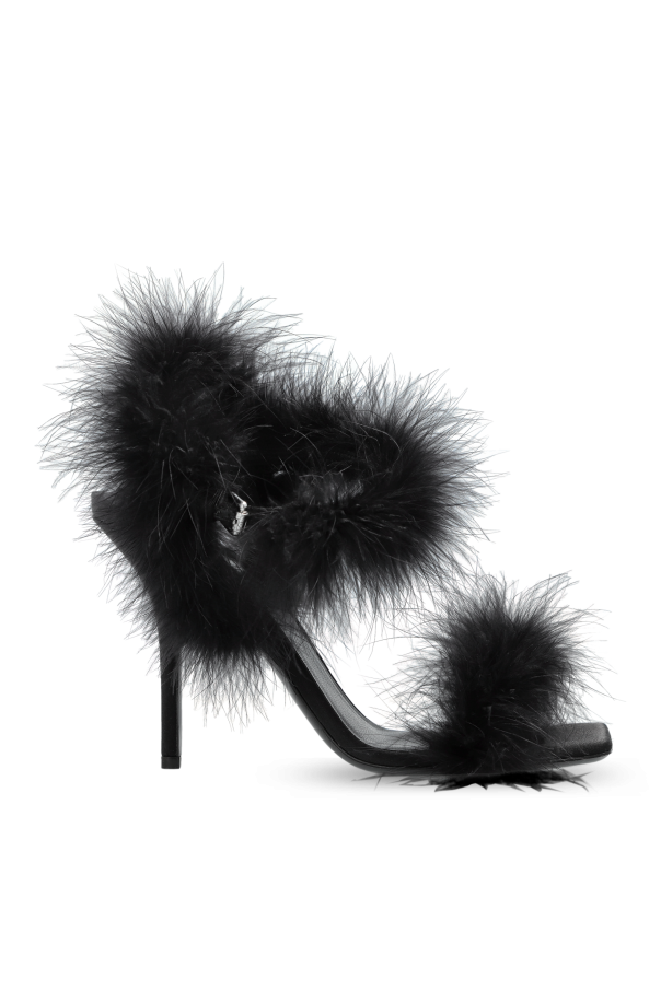 Moschino - Women - Heeled sandals with feathers - Black 199490₽