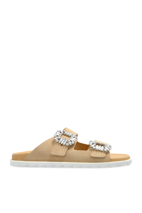 Roger Vivier - Women - Suede slides with shimmering appliqus - Beige 306090₽