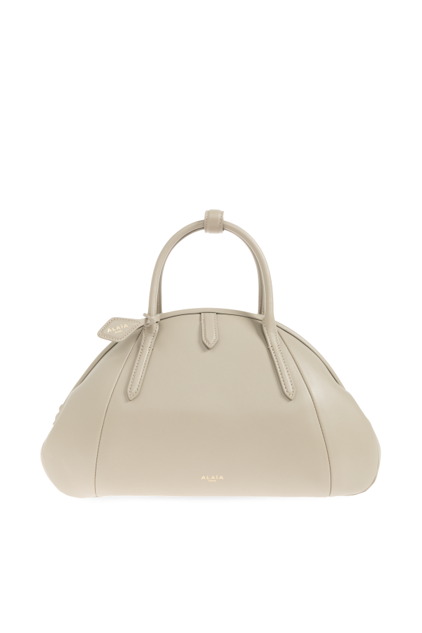 Alaa - Women - Leather handbag with logo - Grey 557390₽