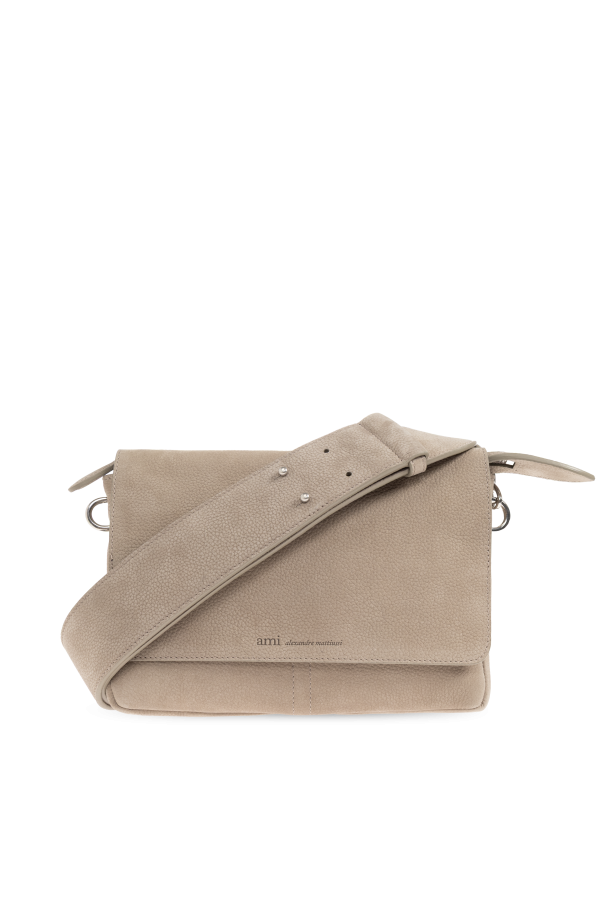 Ami Alexandre Mattiussi - Women - Leather shoulder bag with logo - Beige