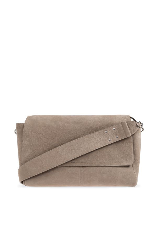 Ami Alexandre Mattiussi - Women - Leather shoulder bag with logo - Beige